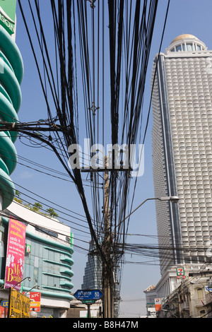Oberleitungen Bangkok Thailand Stockfoto