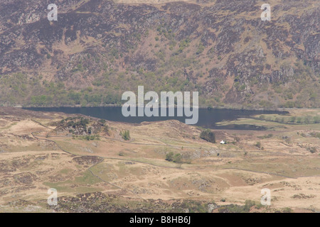 Llyn Dinas in Nant Gwynant am Fuße des Snowdon an der Spitze der Cnicht, Snowdonia, North Wales Stockfoto