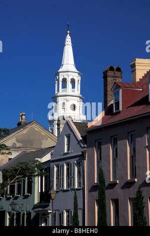 St Michaels Kirchturm, Altstadt, Charleston, SC Stockfoto