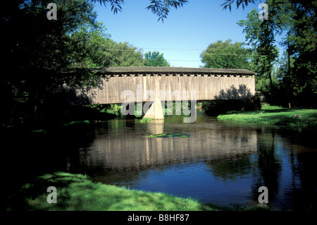 Letzte gedeckte Brücke in Wisconsin, Cedarburg, USA Stockfoto