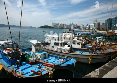 Fischerei-Hafen von Busan (Pusan) in Südkorea Stockfoto