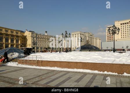 Blick auf Moskau Hotel National und russischen Parlament Stockfoto