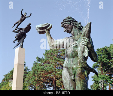 Stockholm Schweden Repliken von Poseidon und Mann und Pegasus von Wilhelm Carl Emil Andersson Milles 1875 bis 1955 am Millesgarden Stockfoto