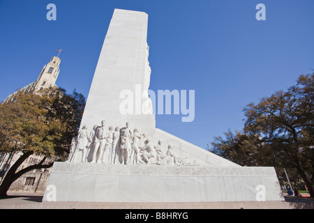 Weitwinkel von das Denkmal für die Helden des Texas Unabhängigkeit in The Alamo San Antonio Texas USA Stockfoto