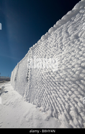 Natürlich Eis Skalen auf einem Maschendraht (Puy de Dôme - Frankreich) gesammelt. Ecailles de glace Formées Naturellement Sur un Trägerrost. Stockfoto