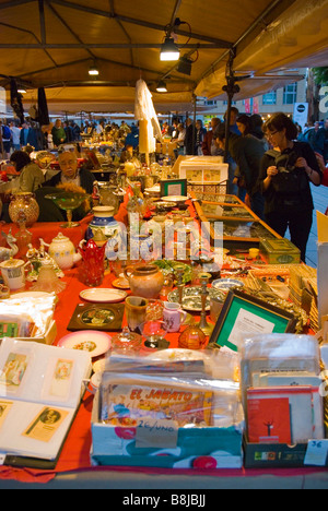 Antiquitäten und Sammler Markt am Placa De La Seu Platz im Barri Gotic Bezirk von Barcelona Spanien Europa Stockfoto