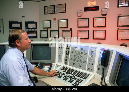 Kernreaktor-Kontrollraum im Idaho National Engineering Lab mitten in der Wüste zwischen Arco und Idaho Falls, Idaho Stockfoto