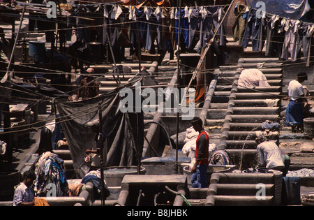 Mumbais Dhobi Ghat, der weltweit größten Outdoor-Wäsche. Stockfoto