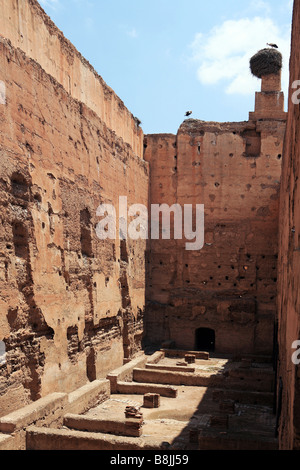 Die Ruinen von Badii Palast, Marrakesch, Marokko, Nord-Afrika. Stockfoto