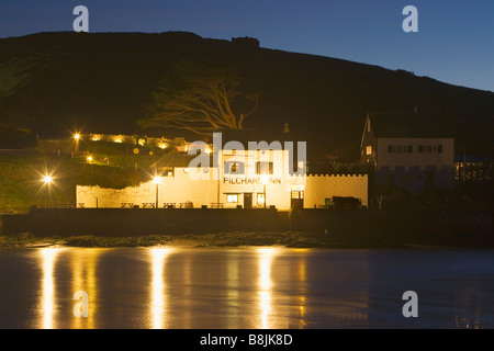 Die Sardelle Inn auf Burgh Island bei Nacht Bigbury-sur-mer South Hams Devon England UK Stockfoto