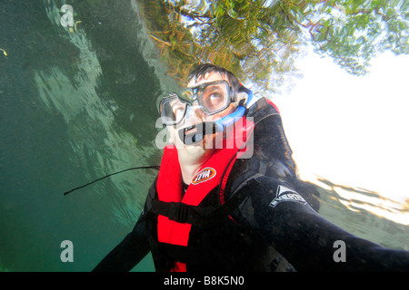 Taucher im Aquario natürliche Bonito Mato Grosso do Sul Brasilien Stockfoto