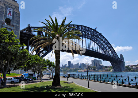 Ein Blick auf die Sydney Harbour Braut von Dawes Point Park, Sydney, New South Wales, Australien Stockfoto