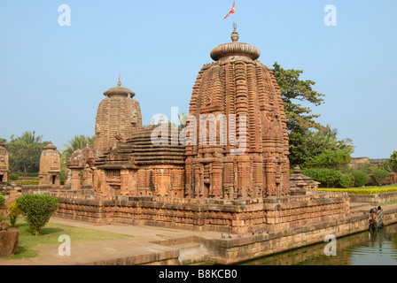 Muktesvara Tempel-General-Blick von Süd-Ost. Orissa, Bhubaneshwar, Indien. Stockfoto