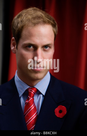 Prinz William in Cardiff im November 2008 tragen eine Erinnerung Mohnblume Stockfoto