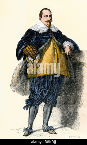 König von Schweden Gustavus Adolphus. Hand - farbige Holzschnitt Stockfoto