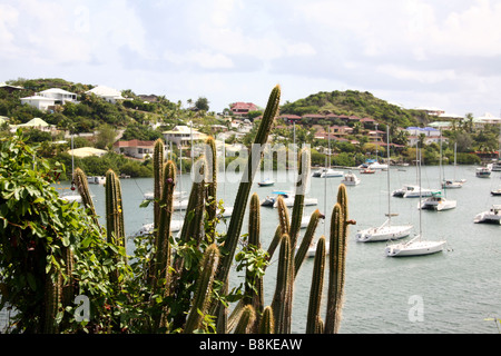 Segelschiffe verankert in der Bucht der Karibik Insel Saint Martin auf den niederländischen Antillen Stockfoto