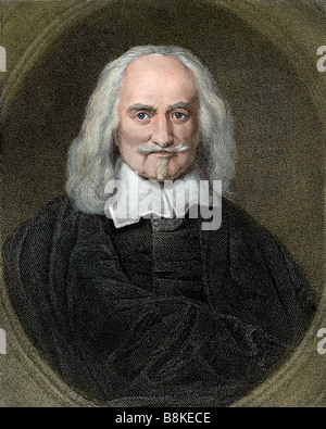 Thomas Hobbes. Hand - farbige Gravur Stockfoto