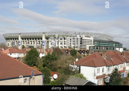 Twickenham Stadion West Stand aus Distanz Stockfoto
