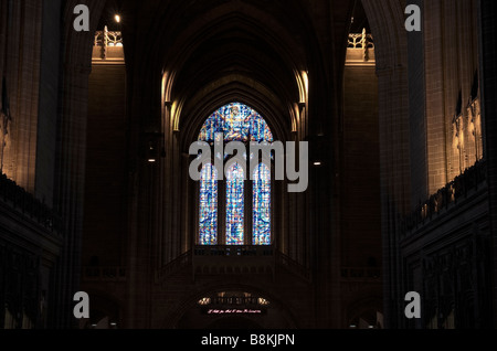 Ein Glasfenster in der Kathedrale von Liverpool Stockfoto