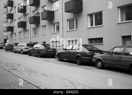 Geparkten SAAB 9-3 in Helsingborg, Schweden. Aufnahme in die große Krise im Februar 2009. FÜR DEN REDAKTIONELLEN GEBRAUCH BESTIMMT. Stockfoto