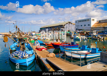 Viele Boote im malerischen Hafen von Tel Aviv Israel Stockfoto