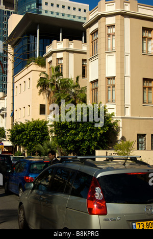 Alte Wohnung Flachbau im Stil der Bauhaus Architektur Tel Aviv-Jaffa, Israel Stockfoto