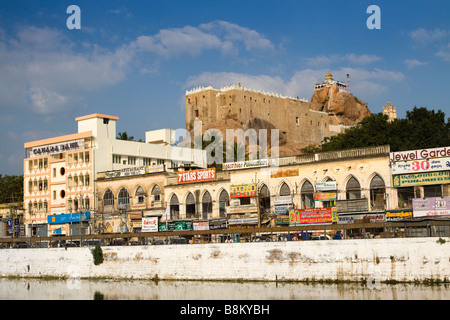 Indien Tamil Nadu Tiruchirappalli Fort Felsentempel oben Teppakulam tank Stockfoto