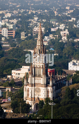 Indien Tamil Nadu Tiruchirappalli erhöhten Blick auf die Kirche Our Lady of Lourdes vom Rock-Fort-Tempel Stockfoto