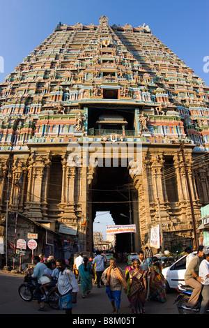 Indien Tamil Nadu Tiruchirappalli Sri Ranganasthwamy Tempel Sri Rangam Raja Gopuram Stockfoto