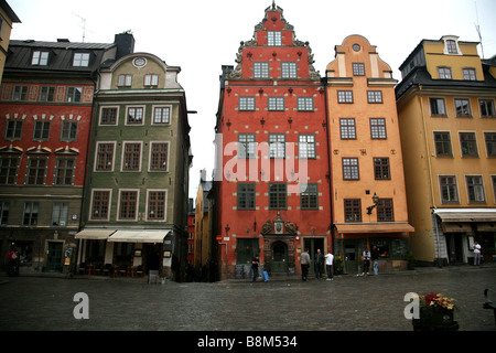 Bunte Häuser, Stortorget, Gamla Stan, die Altstadt von Stockholm, Schweden Stockfoto