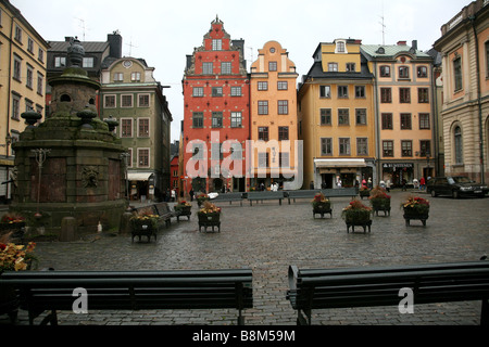 Bunte Häuser, Stortorget, Gamla Stan, die Altstadt von Stockholm, Schweden Stockfoto