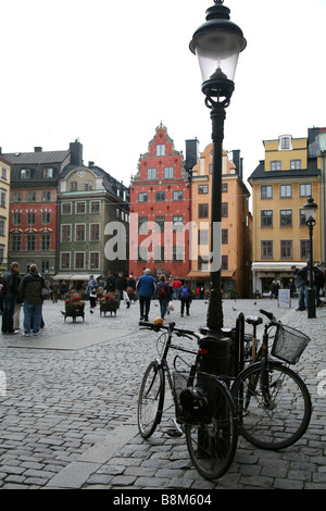 Bunte Häuser, Stortorget, Gamla Stan, die Altstadt von Stockholm, Schweden Stockfoto