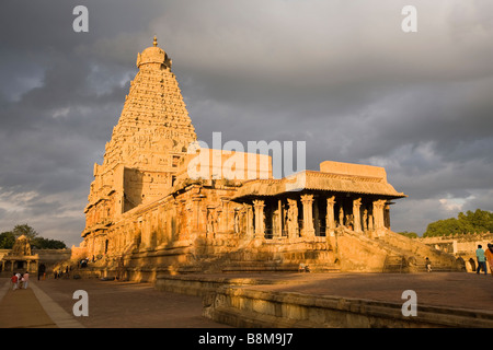 Indien-Tamil Nadu Thanjavur Brihasdishwara Tempel im Morgengrauen Stockfoto