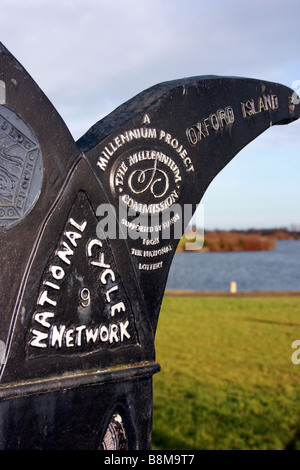 National Cycle Network-Schild am Craigavon Seen, County Armagh, Nordirland Stockfoto