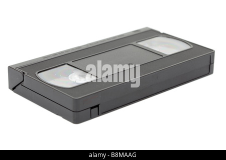 Seitenansicht der Vhs Videokassette auf weißen Hintergrund isoliert Stockfoto