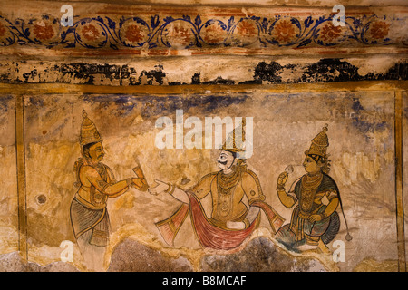 Indien Tamil Nadu Thanjavur Brihasdishwara Tempel Sivalingam Kreuzgang Fresko Stockfoto