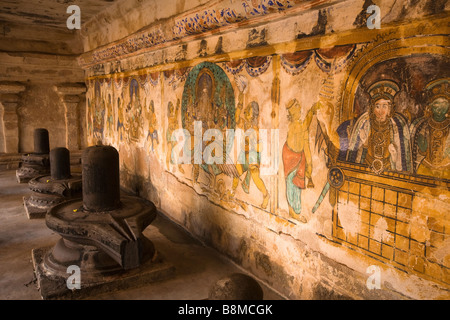 Indien Tamil Nadu Thanjavur Brihasdishwara Tempel Sivalingam Kreuzgang Fresken Stockfoto