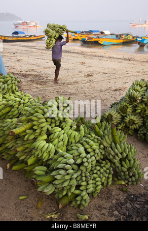 Indien-Andamanen und Nikobaren Havelock Island Bananen am Strand von Port Blair geliefert werden Stockfoto