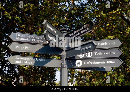 Ein Zeichen im Hyde Park Stockfoto