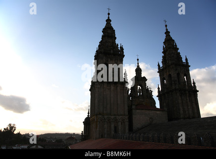 Santiago De Compostela Cathedral Türme gesehen vom Dach Stockfoto