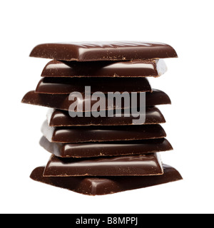 Stapeln von nach acht Abendessen dunkle Schokolade Münzstätten Closeup Ausschnitt Stockfoto