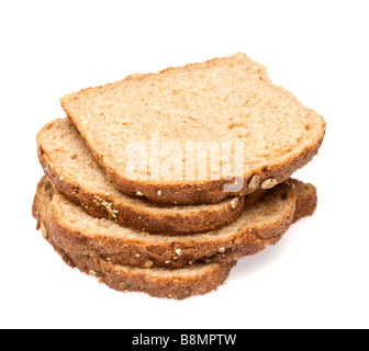 Kornkammer Brotscheiben auf weißen Ausschnitt Stockfoto