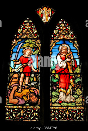 Kirche Glasfenster, die Szenen aus dem Leben von König David. Stockfoto