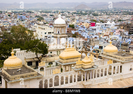 Blick vom City Palace Udaipur Rajasthan Indien Stockfoto