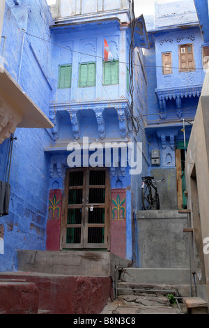 traditionelle indische blau lackierten Brahmane Haus in die Gassen der Altstadt Stockfoto