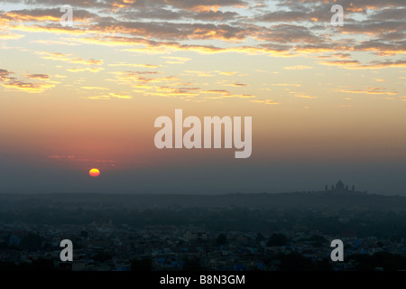 Morgendämmerung über Jodhpur aus dem fort Stockfoto