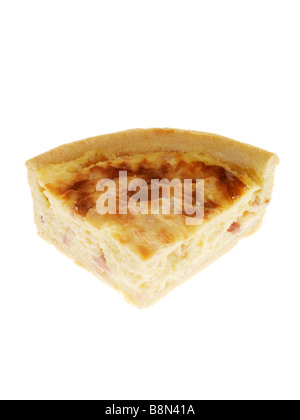 Frisch gebackene Vegetarische Quiche Lorraine Tart oder Flan Isoliert gegen einen weißen Hintergrund mit keine Menschen und einen Freistellungspfad Stockfoto