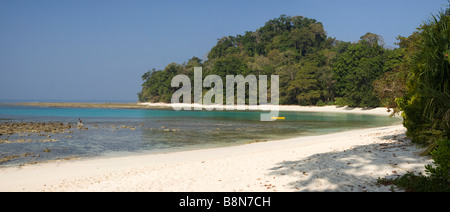 Indien-Andamanen und Nikobaren Havelock island Radha Nagar Nummer 7 Lagunenstrand Panorama Stockfoto