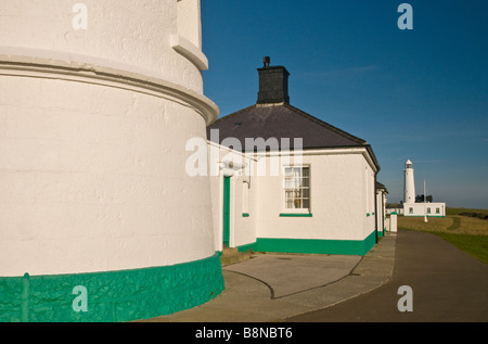 Leuchttürme auf Nash Point Glamorgan Heritage Coast in Süd-Wales Stockfoto