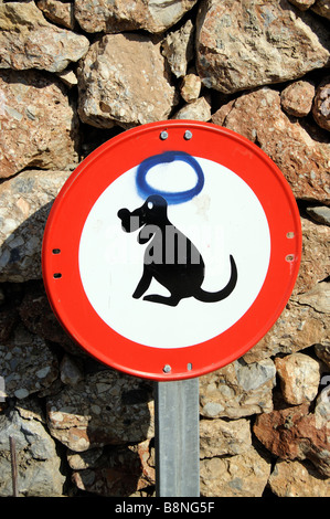 Spanische Straßenschild Poo Hundezone Stockfoto